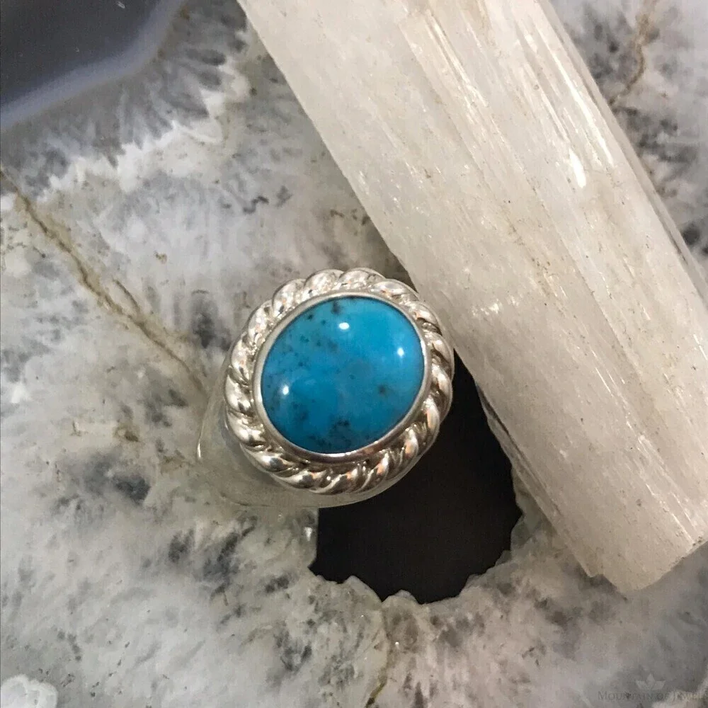 Carolyn Pollack Sterling Horizontally Mounted Oval Turquoise Ring Size 10